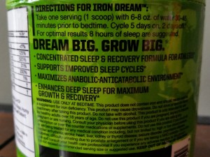 Iron Dream By MusclePharm Label 2